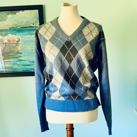 Le Tigre Other - NWT Vintage Le Tigre Blue Argyle V Neck Sweater S